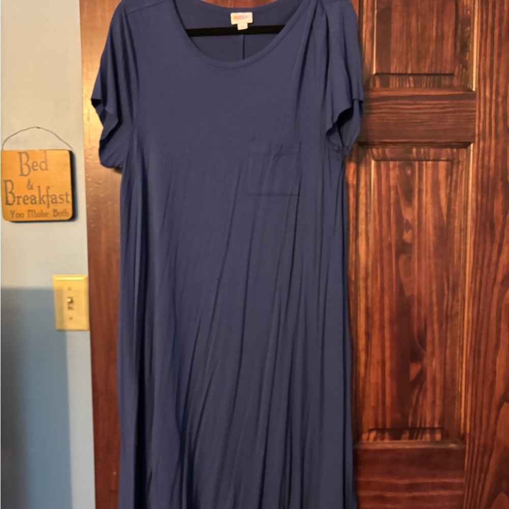 LuLaRoe Casual Blue Dolman Sleeve Midi Dress